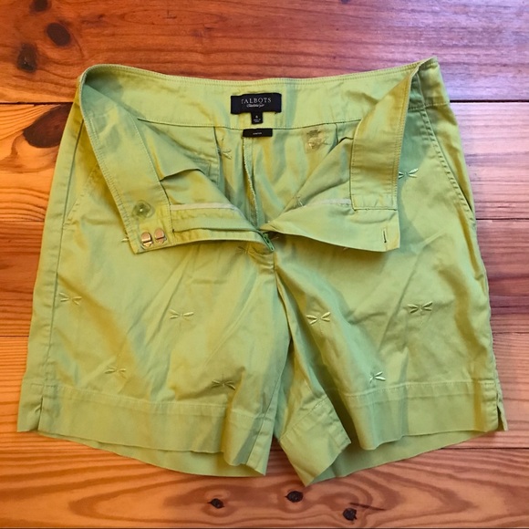 Talbots Light Green Dragonfly Embroidered Shorts, EUC, 6 - Picture 5 of 10